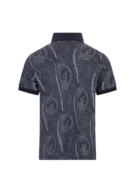 Navy Blue Polo Shirt With Paisley Print ETRO | MRMD0004-AK472X0883