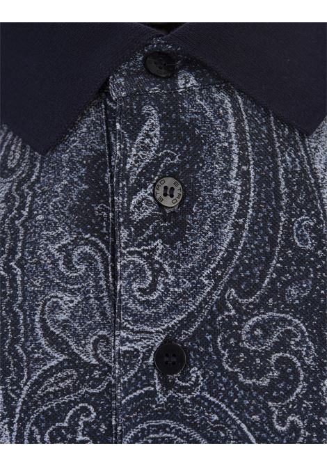 Navy Blue Polo Shirt With Paisley Print ETRO | MRMD0004-AK472X0883