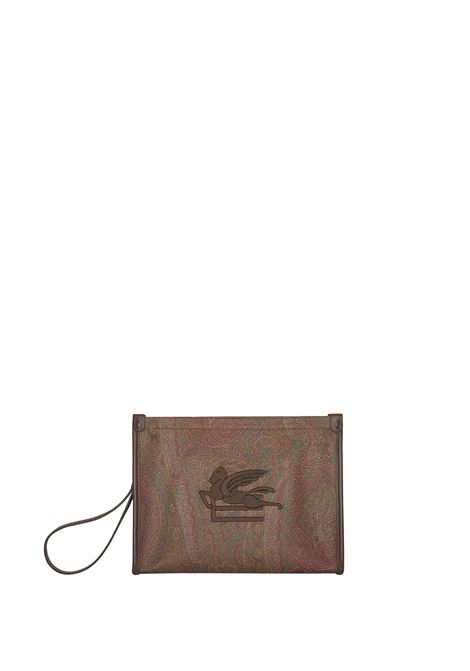 Brown Medium Paisley Pouch With Pegasus ETRO | WP2C0007-AA001M0019