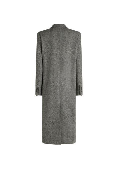 Grey Double-Breasted Long Coat With Chevron Pattern ETRO | WRAA0032-99TTB52S8461