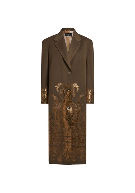 Cappotto Marrone Scuro Con Stampa Laminata ETRO | WRAA0061-AK523M0021