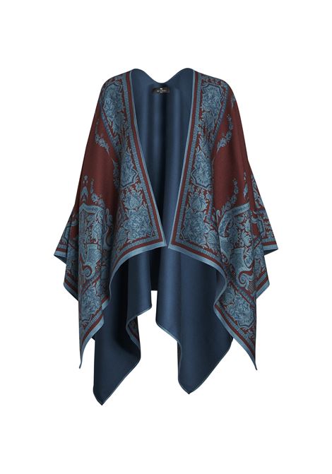 Burgundy Wool Cape With Print ETRO | WRBD0004-AK501X0865