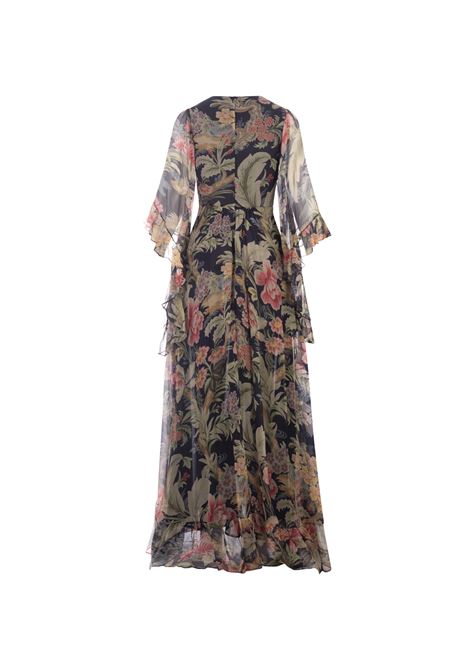 Navy Blue Printed Silk Maxi Dress ETRO | WRHA0146-99SA1D7X0883