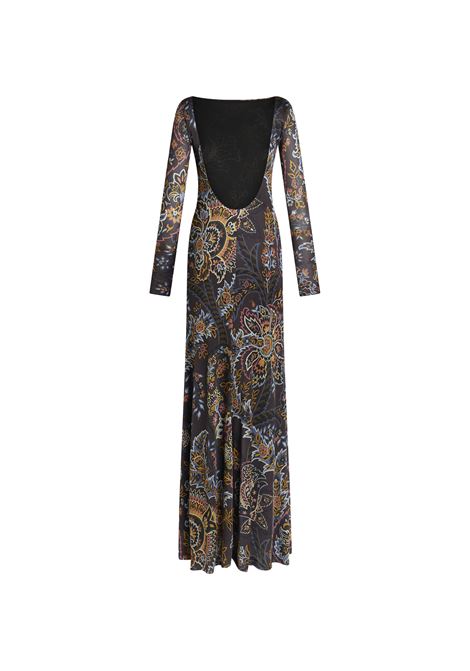 Black Jersey Long Dress With Paisley Print ETRO | WRHA0161-99IA426X0810