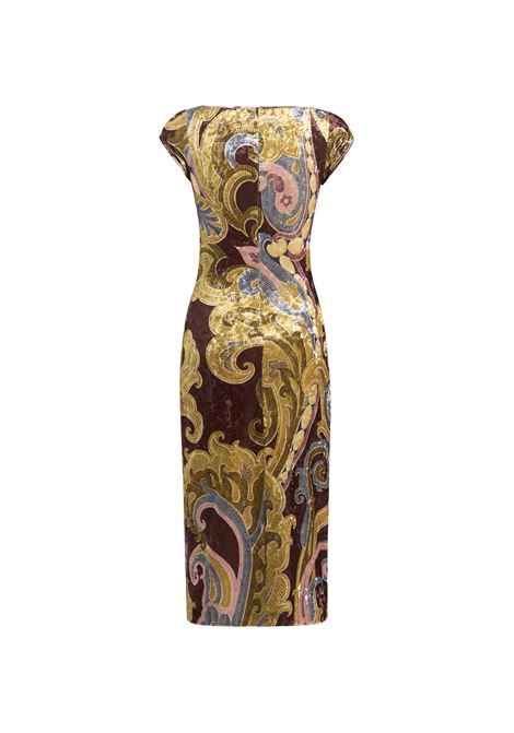 Burgundy Printed Chenille Midi Dress ETRO | WRHA0223-99IAS22X0826