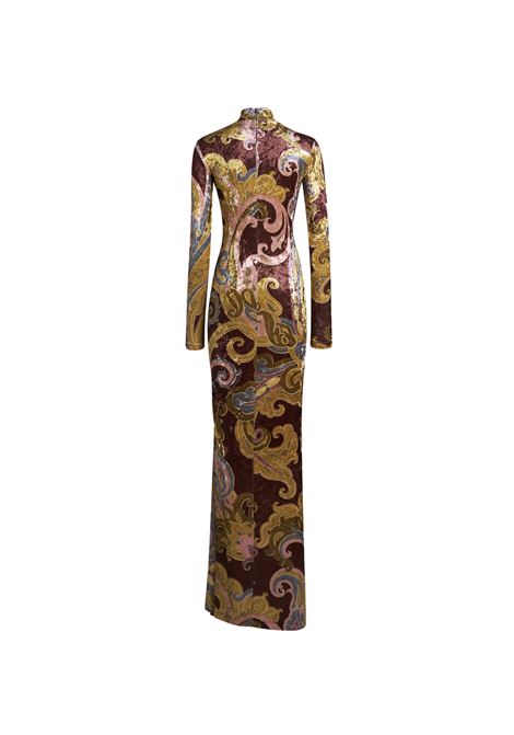 Burgundy Printed Chenille Long Dress ETRO | WRHA0245-99IAS22X0826