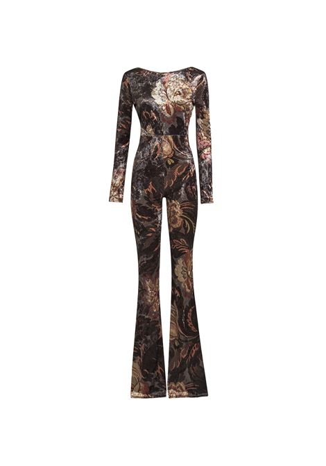 ETRO Jumpsuit In Ciniglia Stampata Grigia - ETRO