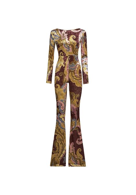 Burgundy Printed Chenille Jumpsuit ETRO | WRHC0006-99IAS22X0826