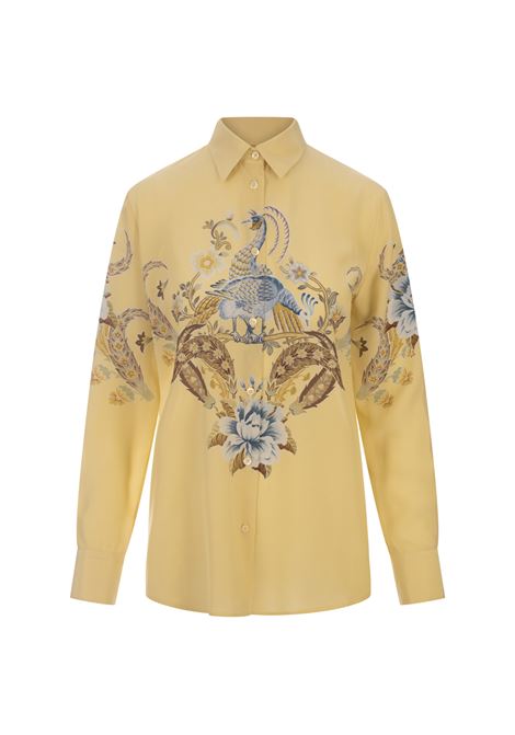 ETRO Camicia In Crepe de Chine Gialla Con Stampa - ETRO