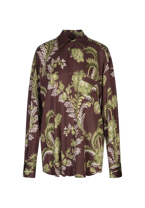 ETRO Camicia Bordeaux Con Stampa Foliage Floreale - ETRO