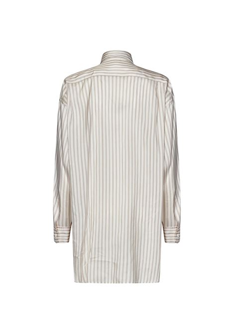 Beige Striped White Silk Oversized Shirt With Logo ETRO | WRIA0028-99TR150S8452