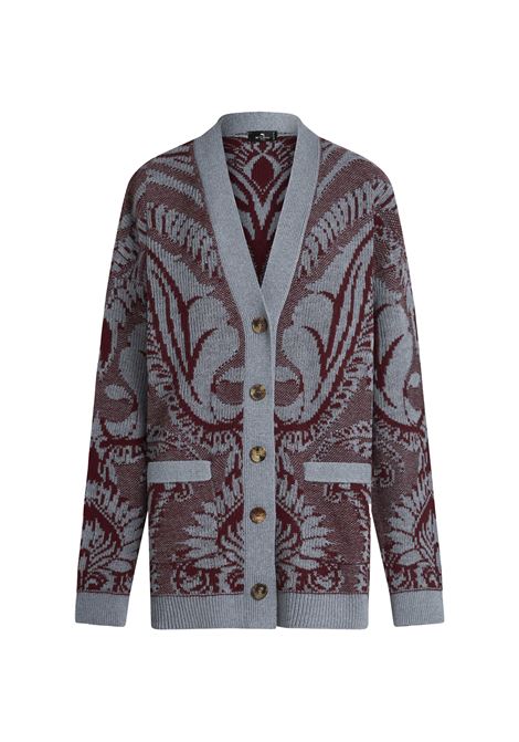 Navy Blue Oversized Cardigan With Paisley Pattern ETRO | WRKE0159-AQ025S9000