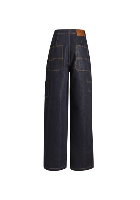 Navy Blue Lurex Denim Baggy Jeans ETRO | WRNB0014-AD177S9000