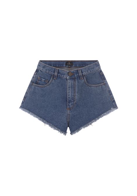 ETRO Shorts In Denim Blu a Vita Alta - ETRO