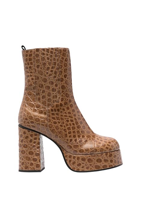 Brown Printed Leather Platform Boots ETRO | WS4B0004-AP229M0469