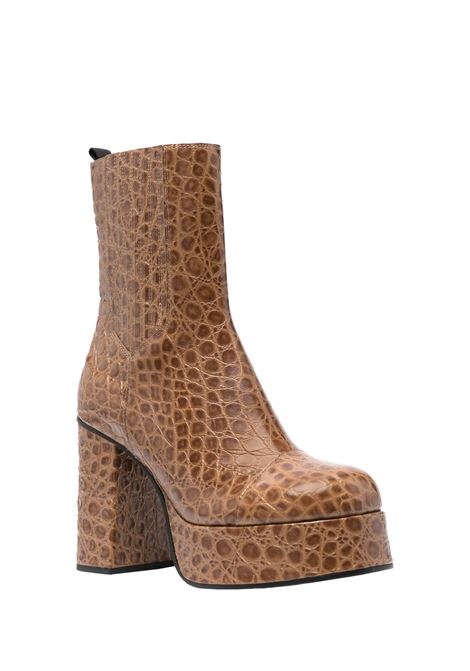 Brown Printed Leather Platform Boots ETRO | WS4B0004-AP229M0469