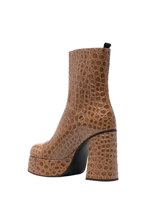 Brown Printed Leather Platform Boots ETRO | WS4B0004-AP229M0469