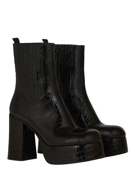 Black Printed Leather Platform Boots ETRO | WS4B0004-AP229N0000