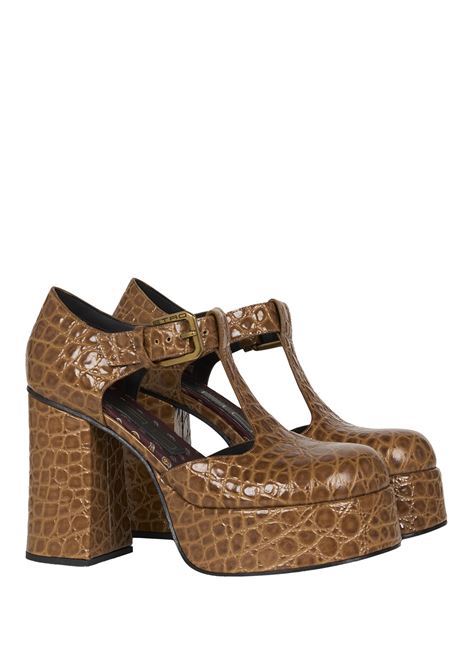 Light Brown Printed Leather Mary Jane Platform Sandals ETRO | WS4R0001-AP229M0469