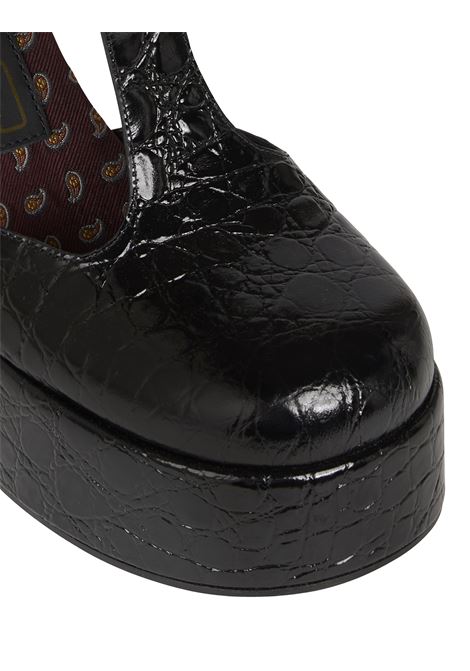 Black Printed Leather Mary Jane Platform Sandals ETRO | WS4R0001-AP229N0000