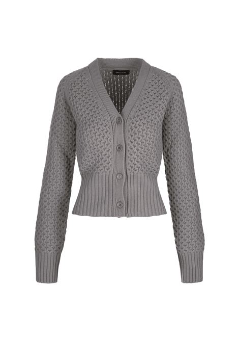 Cardigan Con Scollo a V In Maglia Grigia FABIANA FILIPPI | MAD214F039N12800008132