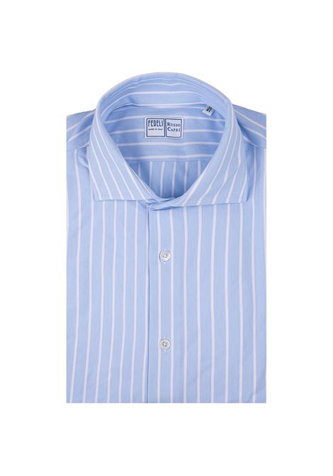 Striped Light Blue Strech Shirt FEDELI | 005220011