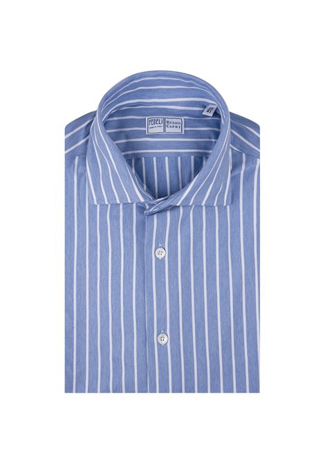 Striped Blue Strech Shirt FEDELI | 005220015