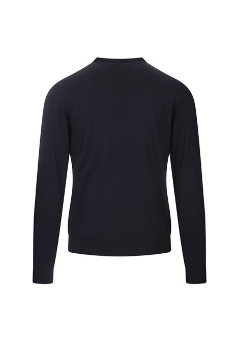 Round Neck Pullover In Navy Blue Wool FEDELI | 070126