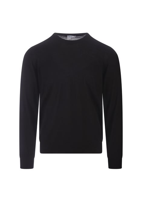 Round-Neck Pullover In Black Wool FEDELI | 070127