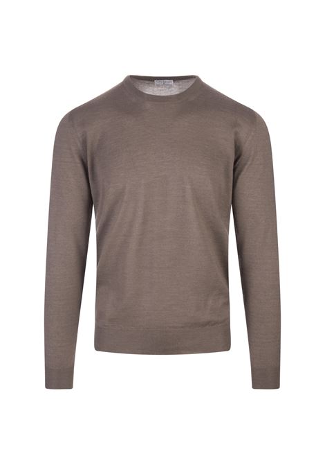 Pullover Girocollo Taupe In Cashmere e Seta FEDELI | 0711942