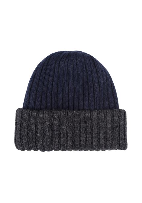 Blue and Grey Beanie In Double Cashmere FEDELI | 073050022