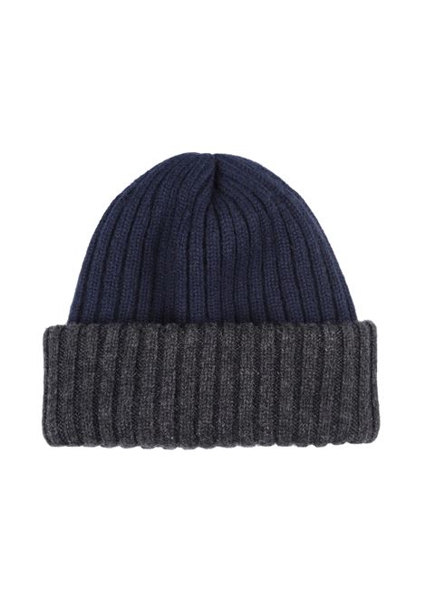 Blue and Grey Beanie In Double Cashmere FEDELI | 073050022