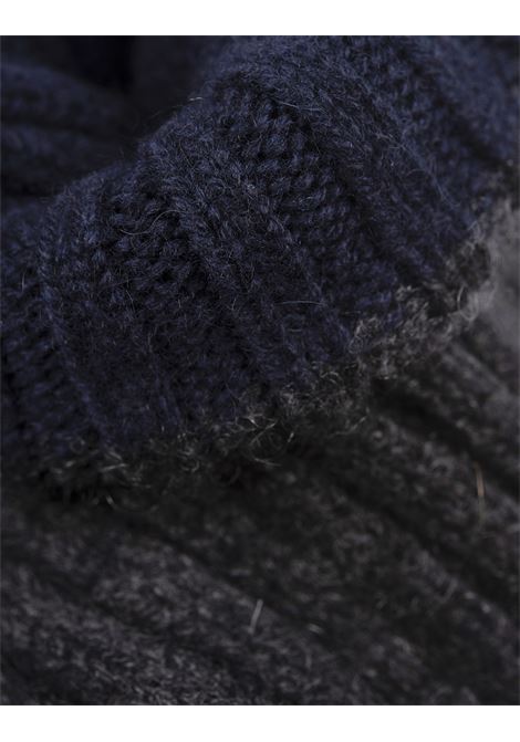 Beanie In Double Cashmere Blu e Grigio FEDELI | 073050022