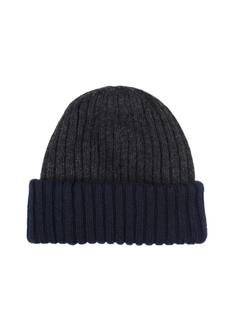 Grey and Blue Beanie In Double Cashmere FEDELI | 073050023