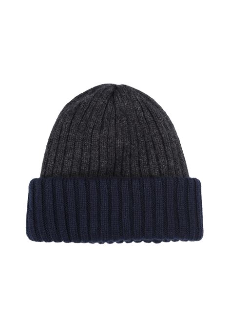 Grey and Blue Beanie In Double Cashmere FEDELI | 073050023