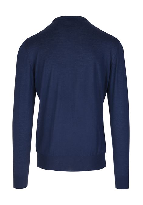 Man Crew Neck Pullover In Blue Cashmere FEDELI | 0570916