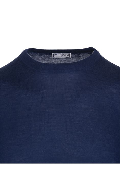 Pullover Girocollo In Cashmere Milionaire Blu FEDELI | 0570916