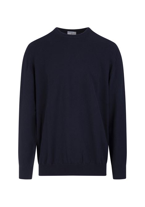 FEDELI Pullover Girocollo In Cashmere Blu Scuro - FEDELI