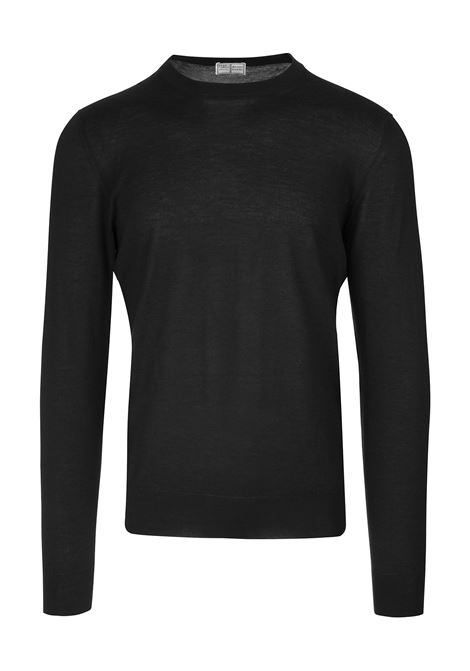 FEDELI Pullover Girocollo Nero In Cashmere e Seta - FEDELI