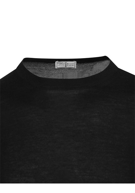 Black Round Neck Pullover In Cashmere and Silk FEDELI | 071199