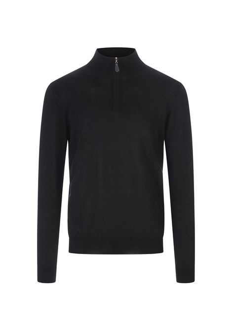 Dark Blue Half-Zip Favonio Pullover In Silk and Cashmere FEDELI | 0712213