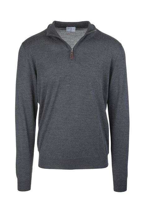 Half-Zip Favonio Pullover In Grey Silk and Cashmere FEDELI | 071227