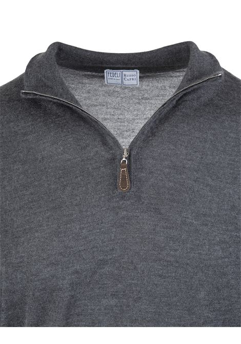 Half-Zip Favonio Pullover In Grey Silk and Cashmere FEDELI | 071227