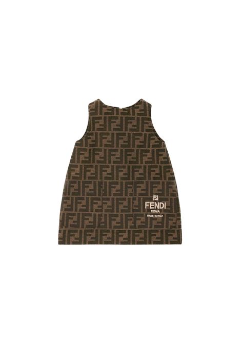 Brown FF Canvas Sleeveless Dress FENDI KIDS | BFB512-AQTKF15B6