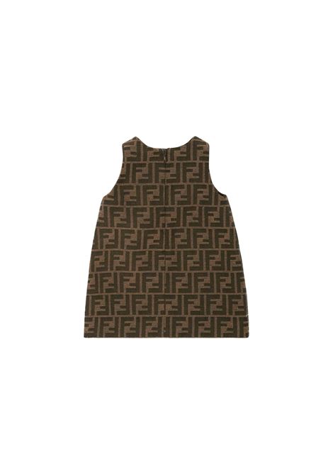 Brown FF Canvas Sleeveless Dress FENDI KIDS | BFB512-AQTKF15B6