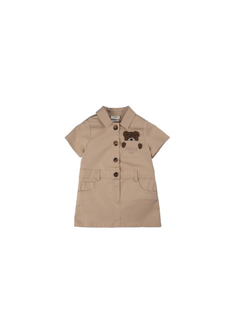 Vestitino Beige Con Ricamo Teddy Bear FENDI KIDS | BFB519-ADEHF1P2P