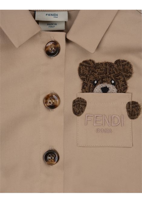 Vestitino Beige Con Ricamo Teddy Bear FENDI KIDS | BFB519-ADEHF1P2P