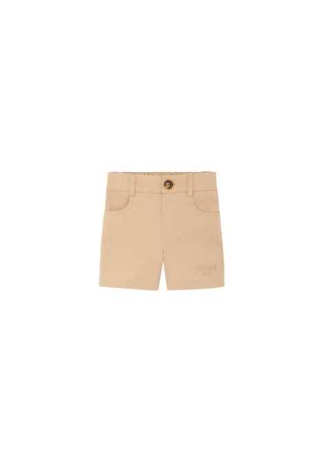 Beige Gabardine Bermuda Shorts FENDI KIDS | BMF229-ADEHF1P2P