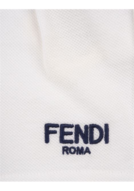 Shorts In Piquet Di Cotone Bianco Con Logo FENDI KIDS | BMF230-AVPF1PEY