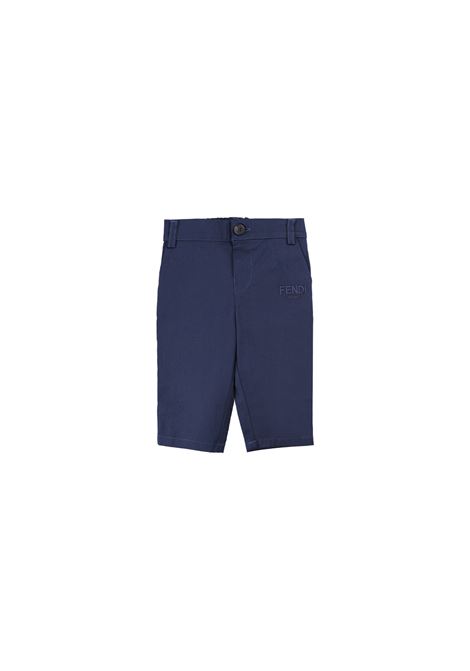 Pantaloni In Gabardina Stretch Blu FENDI KIDS | BMF232-ADEHF1I11